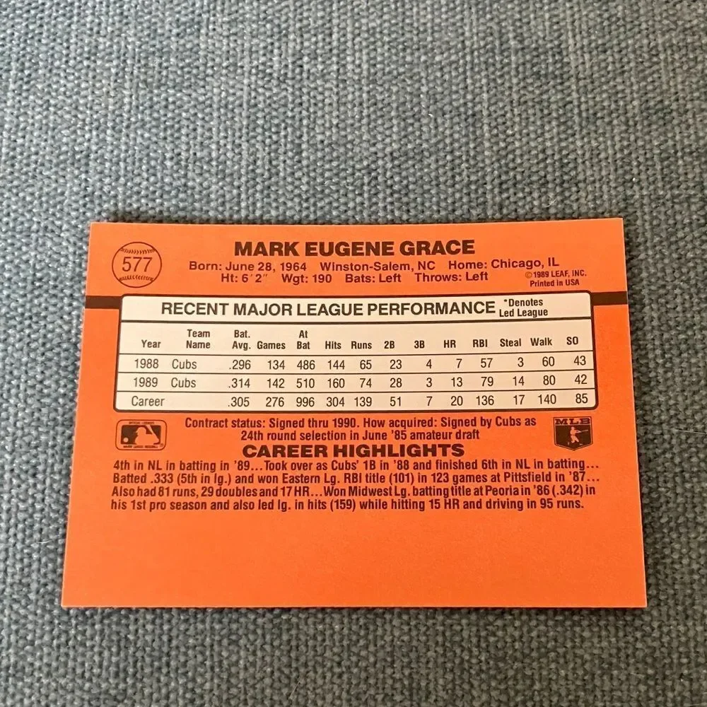 1990 Donruss Chicago Cubs Baseball Card Trading Card